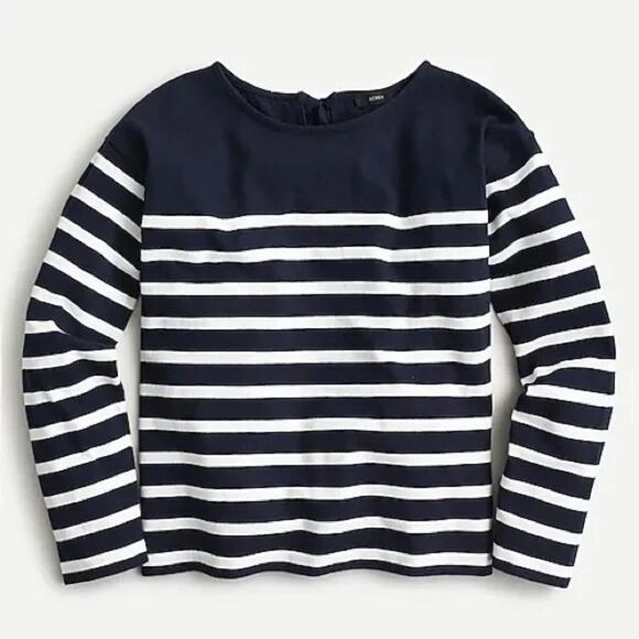 J.Crew Women's Mariner Cloth Bow Back Striped Long Sleeve Top in Navy & White S - Picture 4 of 12